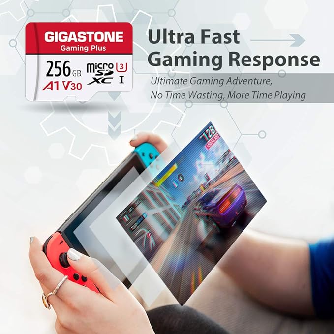 【for Switch 1 Only】 GIGASTONE 256GB Micro SD Card, Gaming Plus, Nintendo-Switch 1 Compatible, 4K UHD Video Recording (MSD-GamingPlus-256GB-1PK)