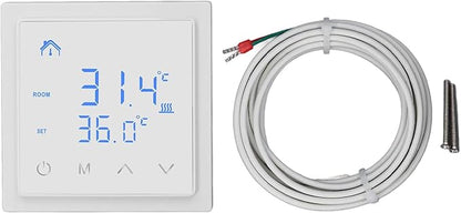 Smart Electric Floor Heating Thermostat 16A AC85V‑250V Home Thermostat, Easy Installation and Accurate Temperature Control (White)