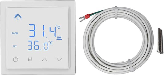 Smart Electric Floor Heating Thermostat 16A AC85V‑250V Home Thermostat, Easy Installation and Accurate Temperature Control (White)