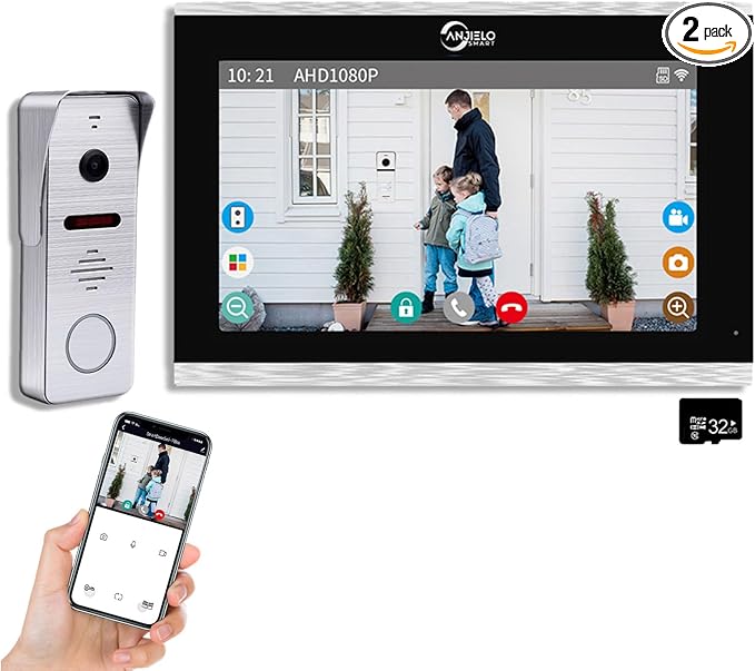 Wired Video Doorbell Intercom with 1080P Video Entry Doorphone Door Camera,10 Inch Touch Monitor,TUYA Wireless Smart Home Video Intercom Door Phone Kits for Villa Apartment (1 doorbell+1 Monitor)