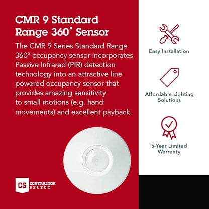 SensorSwitch Ceiling Motion Sensor, Passive Infrared PIR Occupancy Sensor, 360 Degrees Small Motion Detection, Indoor Use, Line Voltage, Standard Range