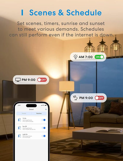 meross Smart Plug Power Strip, WiFi Flat Outlet 15A Compatible with Apple HomeKit, Siri, Alexa, Google Assistant & SmartThings, with 4 AC Outlets & 4 USB Ports, 6 Feet Surge Protector Extender