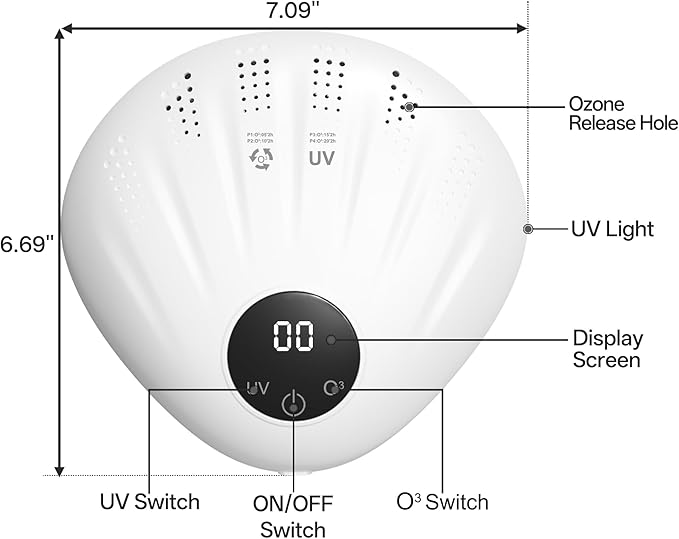 Morrre Small Ozone Generator, Powerful Portable Odor Eliminator, Silent Air Purifier for Home & Pet - Bedrooms, Bathrooms, Pet Rooms, Litter Boxes, Closet, etc.