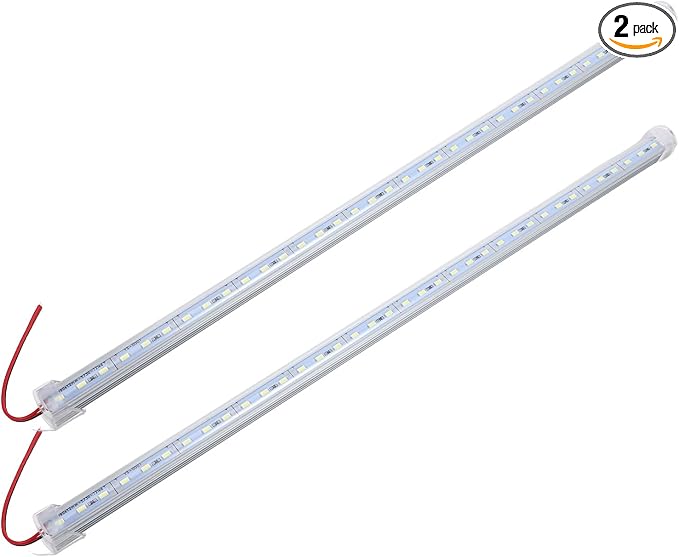 2pcs 20in Rigid Led Strip Bar Light Dc 12v 36 SMD 5630 Aluminium Shell 6000k White Ip65 Waterproof Trailer Lights for for Camper, Boat, Under Cabinet Lighting