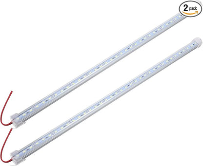 2pcs 20in Rigid Led Strip Bar Light Dc 12v 36 SMD 5630 Aluminium Shell 6000k White Ip65 Waterproof Trailer Lights for for Camper, Boat, Under Cabinet Lighting