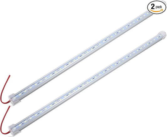 2pcs 20in Rigid Led Strip Bar Light Dc 12v 36 SMD 5630 Aluminium Shell 6000k White Ip65 Waterproof Trailer Lights for for Camper, Boat, Under Cabinet Lighting