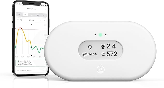 Airthings 2960 View Plus - Battery Powered Radon & Air Quality Monitor (PM, CO2, VOC, Humidity, Temp, Pressure)