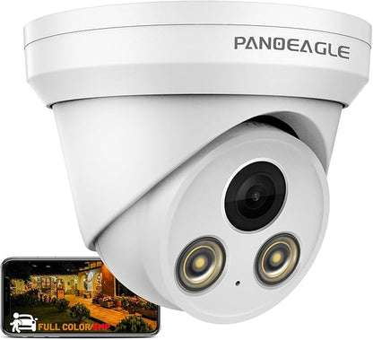 PANOEAGLE 5MP Full Color PoE IP Camera, Compatible with Hik-Vision 5MP POE Security Turret Camera with F1.0 Large Aperture,Human/Vehicle Detection,2.8mm Lens,Built-in Mic,98ft Color Night Vision,IP67