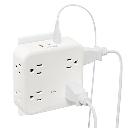 BN-LINK Multi Plug Outlet Extender with 8 Outlets 3 USB Ports (1 USB C), Surge Protector 800 Joules, 4-Sided Multiple Plug Expander Outlet Splitter for Home, Office, 15A/1875W, White