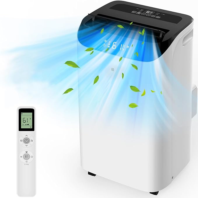 12000 BTU Portable Air Conditioners with Remote Control, 3-in-1 Free Standing Cooling AC Unit with Fan & Dehumidifier, Cools Room up to 500 sq.ft, Smart/Sleep Mode,3 Speed,24H Timer,Window Kit