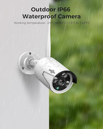 Hiseeu 4K 8MP Security Camera, 24/7 Recording, Corded Plug-in Powered, 2.4G/5G Wireless WiFi Camera, Color Night Vision, Two Way Audio, IP66 Waterproof（No SD Slot ，Subscription-Based Cloud Storage）