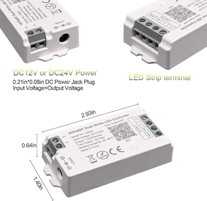 C02W CCT LED Controller Tuya WiFi 2.4G RF 3Pin PWM Dual White Strip Dimmer