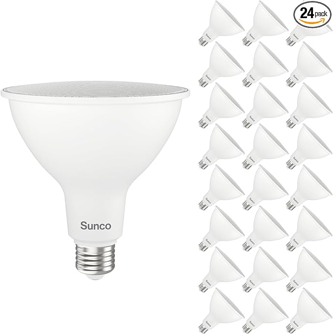 Sunco 24 Pack Outdoor Flood Light Bulbs, PAR38 LED Flood Lights Waterproof, 1800 LM, 15W (150W Equivalent), 3000K Warm White, Dimmable, E26 Base, for Porch Landscape Driveway Garage Yard, UL
