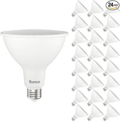 Sunco 24 Pack Outdoor Flood Light Bulbs, PAR38 LED Flood Lights Waterproof, 1800 LM, 15W (150W Equivalent), 3000K Warm White, Dimmable, E26 Base, for Porch Landscape Driveway Garage Yard, UL