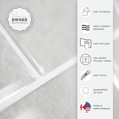 Smart Tiles Peel and Stick backsplash, Subway Gray Marble, 10.95"x9.7" | Pack of 10 (6.3 sq ft), Glossy, Heat/Moisture Resistant, Low VOC, Kitchen/Bathroom, Renter Friendly, Made in Canada