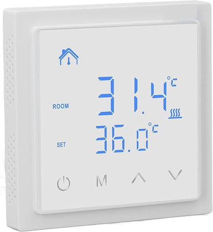 Smart Electric Floor Heating Thermostat 16A AC85V‑250V Home Thermostat, Easy Installation and Accurate Temperature Control (White)