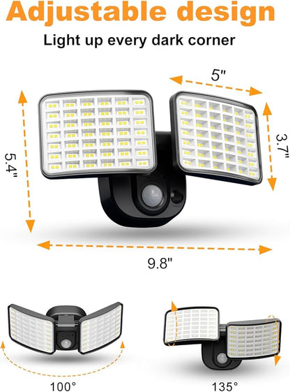 Rechargeable Motion Sensor Outdoor Light, Battery Operated Lights with 2500LM & 4000LM Dual Modes, USB Charging Wireless Flood Light, Waterproof LED Security Lights for Garage, Yard, Shed, Porch