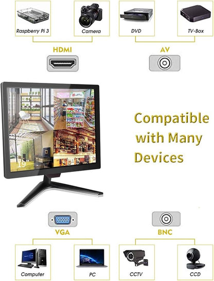 Cocar Security Monitor, 17 inch Security Monitor Screen, LCD CCTV Display for Home Security Systems Surveillance Camera STB PC, 1280x1024 Vesa Wall Mount Built-in Speaker, BNC/VGA/HDMI/Audio in Out