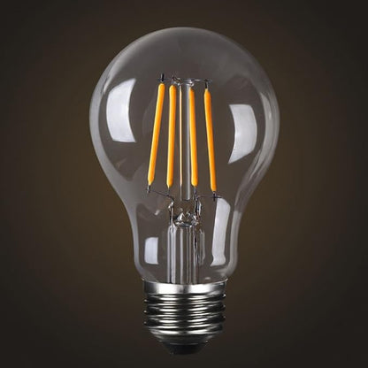 Dimmable Led Edison Bulb A19, 4W Vintage Filament Light Bulb, 40W Incandescent Equivalent, Soft Warm White 2700k, 360 Lumens, E26 Clear Glass Cover, Pack of 6