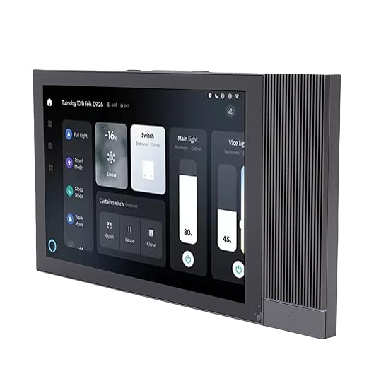 Smart Touch Screen Player Hub Central Controller for Smart Home Automation Voice Control Panel for Background Music Lovers ABS Black 8 Inch