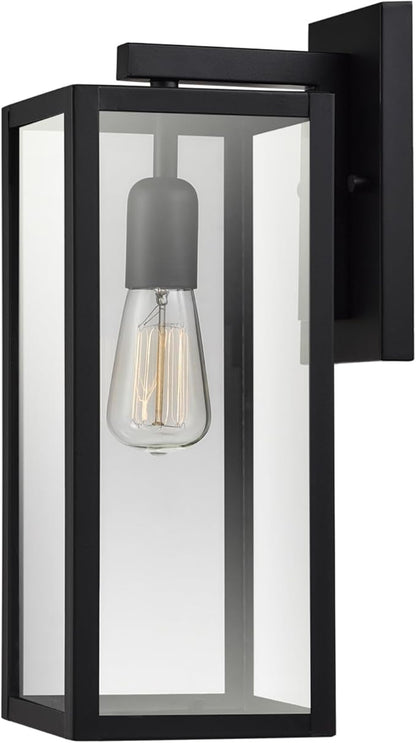 Globe Electric 44176 1-Light Outdoor/Indoor Wall Sconce, Matte Black Finish, Clear Glass Shade, Weather-Resistant Modern Exterior Light