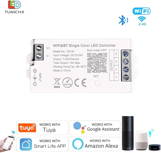 C01W Single Color LED Controller Tuya WiFi 2.4G RF PWM Dimmer for LED Strip