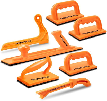 POWERTEC 72100 Push Block and Push Stick Set for Table Saws, Router Tables, Band Saws & Jointers, Dual Ergonomic Handles w/Max Grip, Hand Protection for Woodworking, Safety for Woodworker – 7 Pack