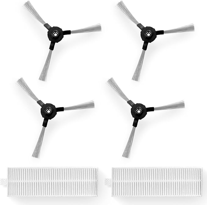 PUCRCX70 Robot Vacuum Accessory Kit - (4) Sweeping Side Brushes, (2) Air Filter - Robot Vacuum Cleaner Replacement Parts and Accessory Kit Compatible Only with PUCRCX70 - SereneLife