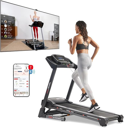 Sunny Health & Fitness Exercise Treadmills Double Deck Sizes and Incline Features with Bluetooth & SunnyFit App