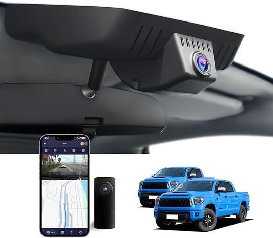 Dual Channel 4K & 1080P Dash Cam for Toyota Tundra 2017-2021 & Sequoia 2017-2022 Limited SR5 Platinum TRD Pro, Integrated OEM Look,2160P UHD Image,G-Sensor,Loop Recording,128GB Card