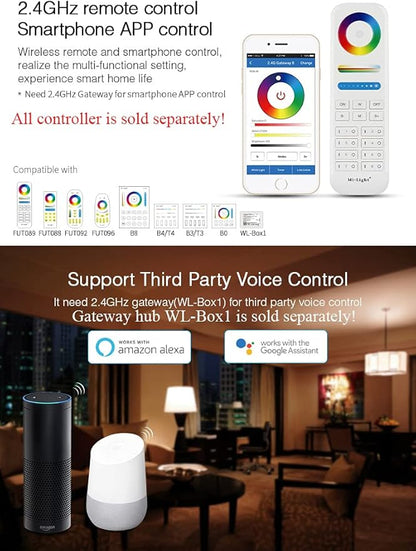 LGIDTECH FUT105 Miboxer RGBWW 12W Smart 2.4GHz RF LED Light Bulb RGB+CCT Color Changing,Color Temperature Adjustable,Memory Function,Smartphone Control via WL-Box2 Gateway (Sold Separately)