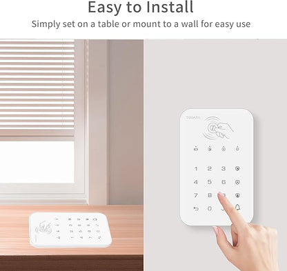 Keyboard for WiFi GSM Burglar Alarm System,Smart Home Alarm System Base Wireless 12 Pieces-kit,DIY Alarm System,Remote,Keypad,Compatible with Alexa,for House,Villa Apartment Security,White