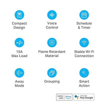 Kasa Smart Plug Mini 15A, Smart Home Wi-Fi Outlet Works with Alexa, Google Home & IFTTT, No Hub Required, UL Certified, 2.4G WiFi Only, 4-Pack(EP10P4) , White