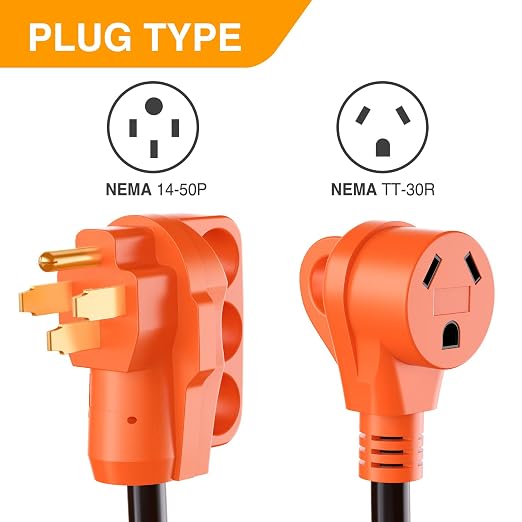 Nilight 50 Amp to 30 Amp RV Plug Electrical Adapter Cord Dogbone 18 Inch | 14-50P 50A Male Plug TT-30R 30A Female Receptacle Convert 50AMP Campground Power to 30A for 30A RV Camper Trailer Not for EV
