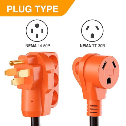 Nilight 50 Amp to 30 Amp RV Plug Electrical Adapter Cord Dogbone 18 Inch | 14-50P 50A Male Plug TT-30R 30A Female Receptacle Convert 50AMP Campground Power to 30A for 30A RV Camper Trailer Not for EV