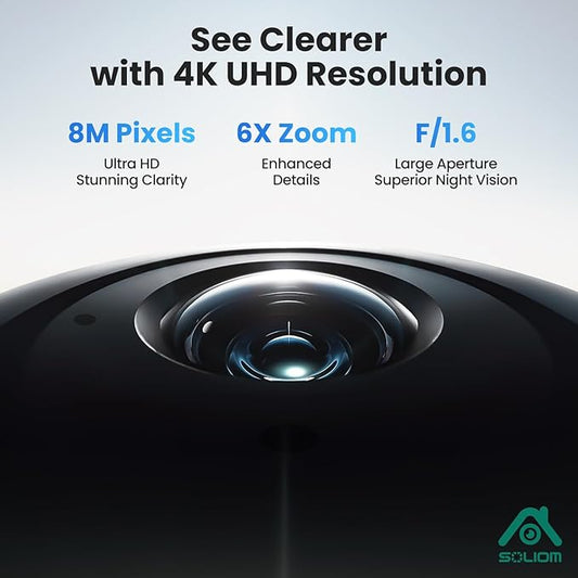 SOLIOM- True 4K HD Security Cameras Outdoor Wireless, Add-On Camera, Solar Powered, Auto Tracking,Requires SOLIOMBASE, SOLIOMBASE Supports Up to 4 Cams