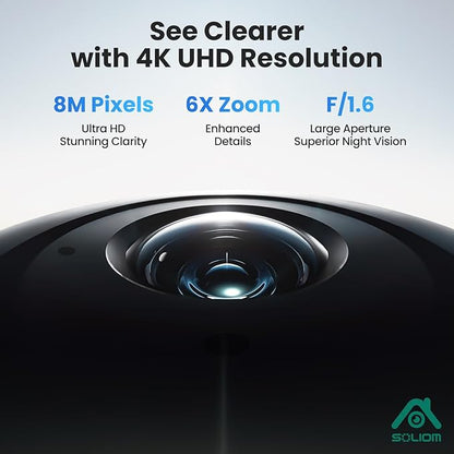 SOLIOM Security Cameras Wireless Outdoor,4K Ultra HD for Day and Night, No Subscription,Built in Radar,Solar Powered Cameras for Home Security, 360° Pan Tilt Auto Tracking,5G & 2.4G WiFi, 2-Cam Kit