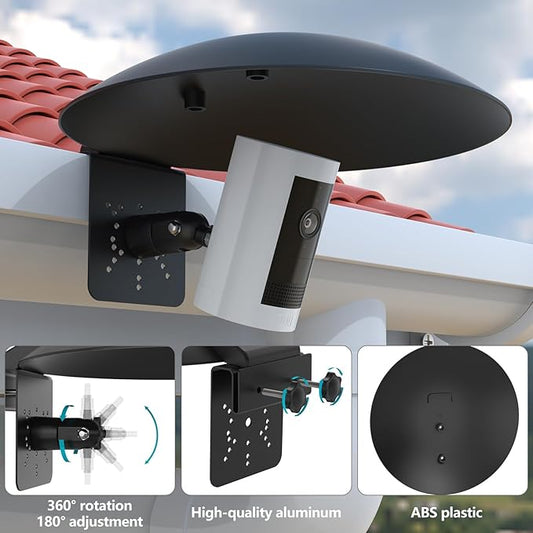 HOLACA Universal Gutter Mount and Sun Rain Shade Cover for All Outdoor Security Camera with 1/4 Screw, Shield Compatible with Ring, Blink, Google Nest, Eufy, Arlo, WYZE, Tapo (Security Camara)