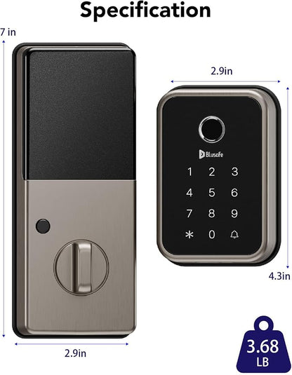 Smart Lock Fingerprint Door Lock, Smart Door Lock for Home Security,Electronic Deadbolt 4-in-1 Keyless Entry with Keypad, IC Card, App Control, Front Door Lock, Fingerprint Lock (Cloud Brushed Nickel)