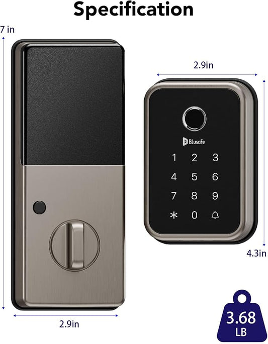 Smart Lock Fingerprint Door Lock, Smart Door Lock for Home Security,Electronic Deadbolt 4-in-1 Keyless Entry with Keypad, IC Card, App Control, Front Door Lock, Fingerprint Lock (Cloud Brushed Nickel)