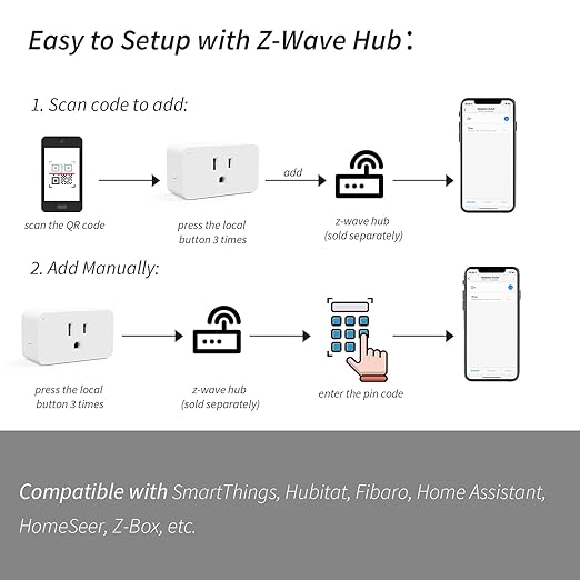Minoston Zwave Plug, 800 Series with Energy Monitoring, Power Meter Z-Wave Outlet Switch, Z-Wave hub Required, Work with SmartThings, Wink, Vera, Z-Box Hub, Home Assistant (MP31ZP)