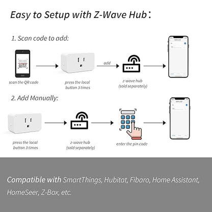 Minoston Zwave Plug, 800 Series with Energy Monitoring, Power Meter Z-Wave Outlet Switch, Z-Wave hub Required, Work with SmartThings, Wink, Vera, Z-Box Hub, Home Assistant (MP31ZP)