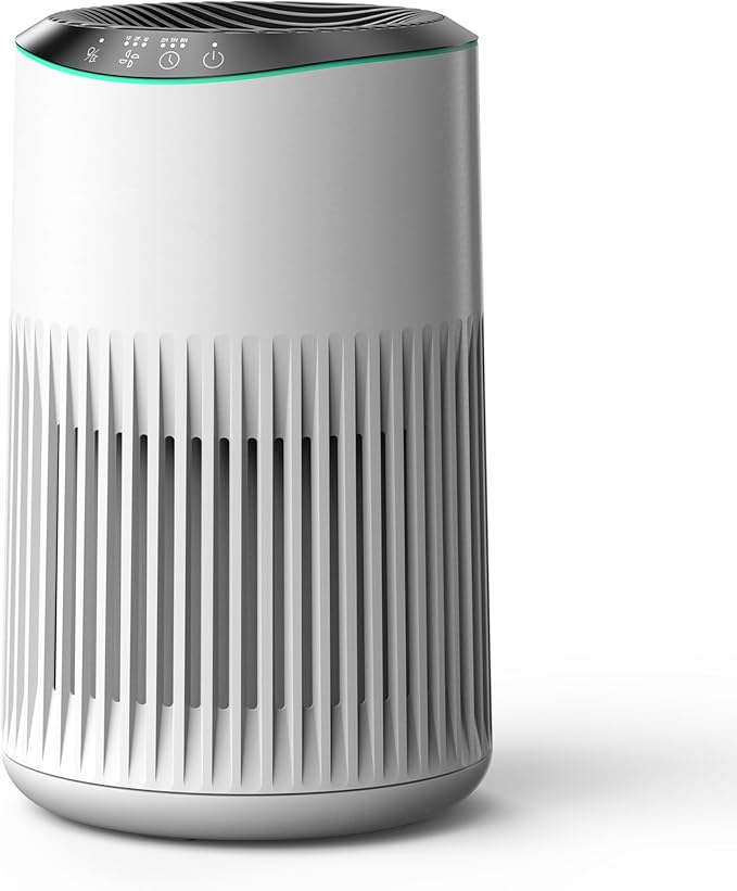 Air Purifiers for Home, 25dB Quiet with Sleep Mode, Fragrance Sponge, Blue Ambient Light for Smoke, Dander & Odors, Covers up to 250 ft, High Torque Motor Ideal for Bedroom Office, White