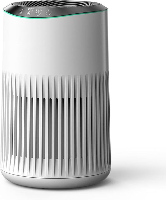 Air Purifiers for Home, 25dB Quiet with Sleep Mode, Fragrance Sponge, Blue Ambient Light for Smoke, Dander & Odors, Covers up to 250 ft, High Torque Motor Ideal for Bedroom Office, White