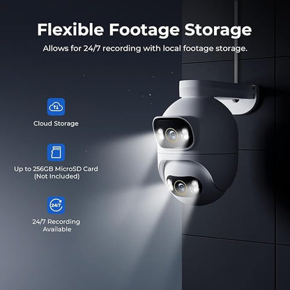 IMILAB EC6 Dual 3K+3K Plug-in Outdoor Security Camera: Outdoor Camera for Home Security w/Motion Spotlight/Siren, Wired 360° Rotate Cam, Person Tracking, 24/7 Continuous Recording, Color Night Vision