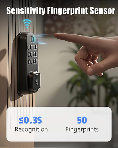 Keyless Entry Smart Door Lock with Code Electronic Fingerprint Keypad Deadbolt Lock for Front Door, Built-in WiFi, App Remote Control, Alexa & Google Voice Control, IP54, 10 Months Battery, Auto Lock