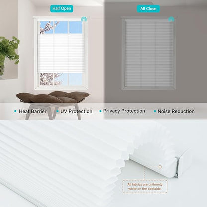 Motorized Top Down Bottom Up Cellular Shades with Remote, Custom Cordless Smart Honeycomb Blinds, Automatic Electric Light Filtering Window Blinds Work with Alexa Google for Home Office, White
