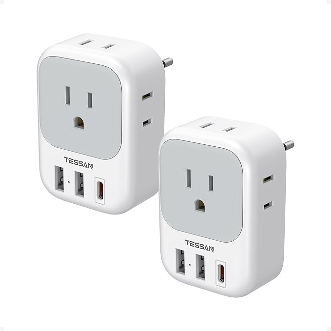 TESSAN European Travel Plug Adapter 2 Pack, Type C Plug