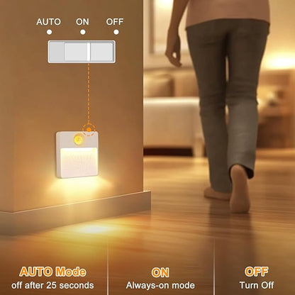 Guankai 8 Pack Rechargeable Motion Sensor Stair Light for Indoor, RGBW Battery Operated Closet Lights, Stick On Night Lamp, Motion Activated Magnetic Lighting Lamps for Step,Cabinet,Hallway,Bathroom