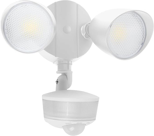 LUTEC 34W 3700 Lumen LED Security Lights Motion Sensor Light Outdoor with Night Light, 5000K IP65 Waterproof, Dusk to Dawn, Hardwired Motion Detector Flood Light for Garage, Yard-White Night Light